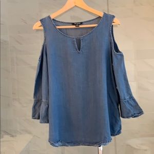 Joe Fresh open shoulder denim top
